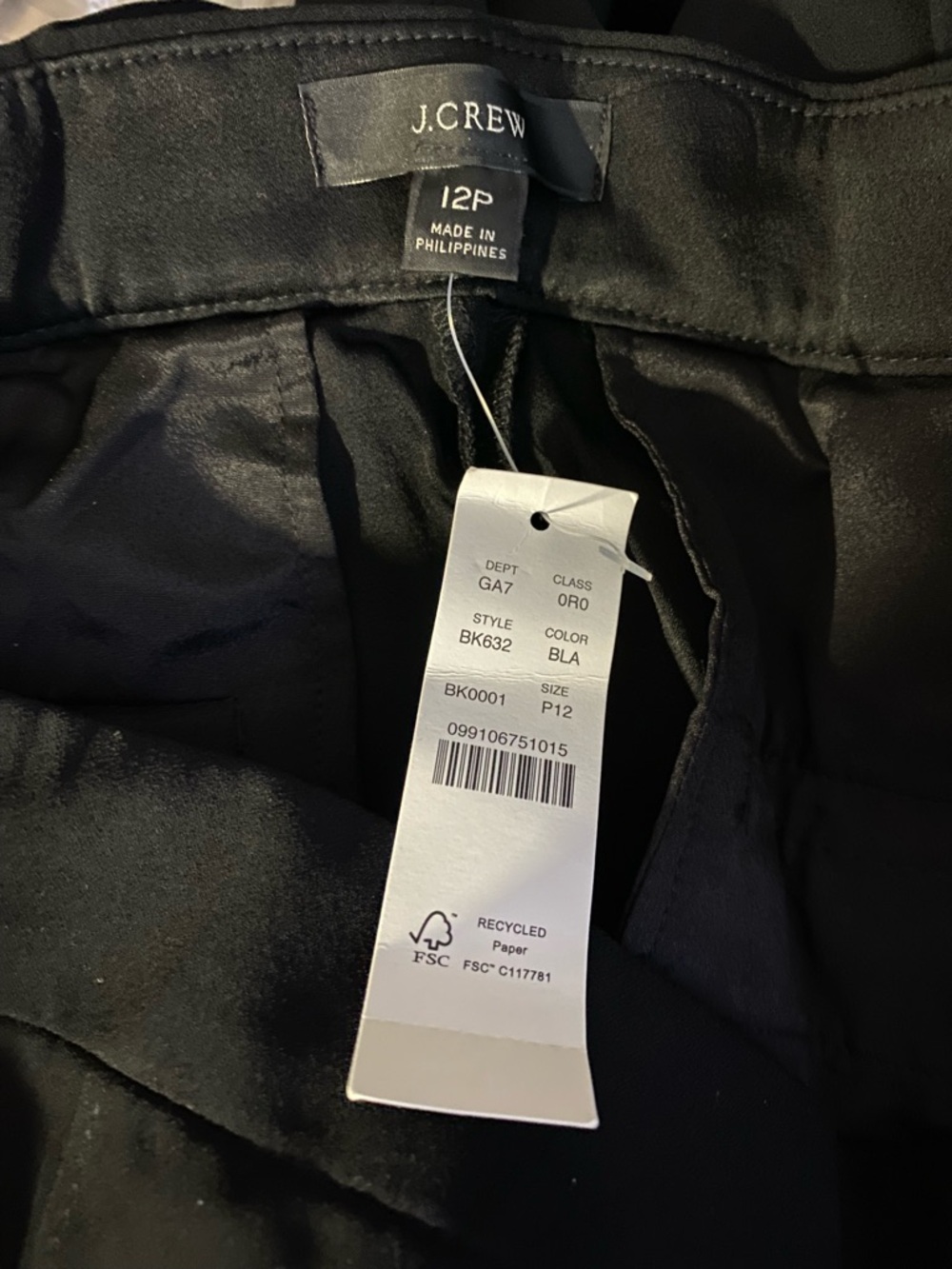 J.CREW Petite high-rise crepe trouser 12p petite size black color - Picture 5 of 5